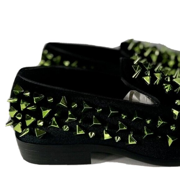 Amali Men\'s Slip-on Smoking Loafer Shoes Black Green Spikes Sizes 8.5 - 13 main image 4